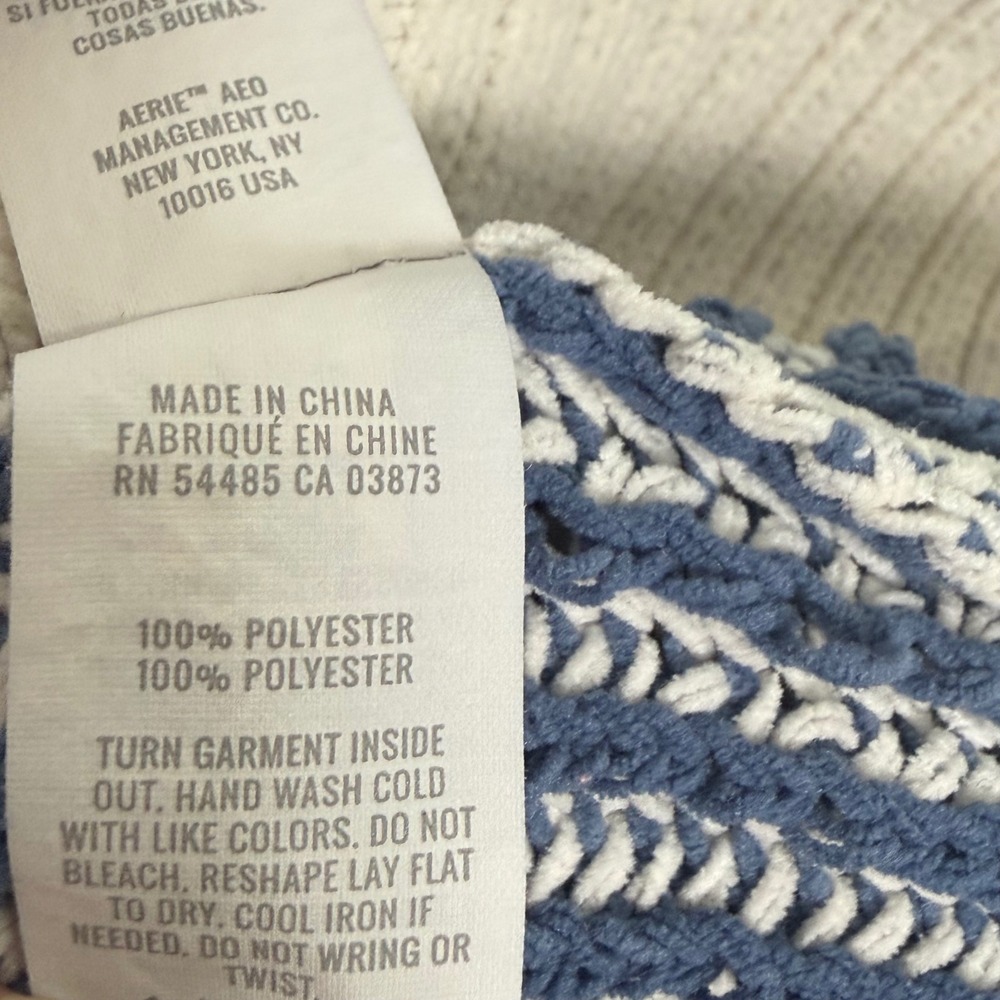 Aerie Sweater Womens Small Blue White Striped Polo Oversized Coastal Preppy - Picture 4 of 11